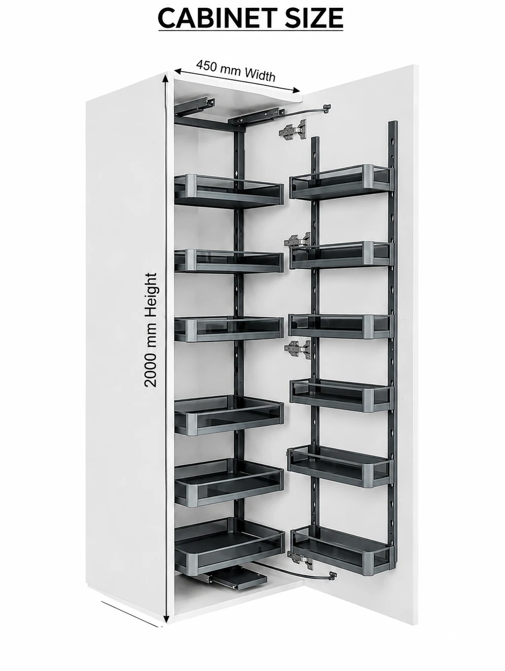 Pantry Unit (Glass) — 450mm Grey
