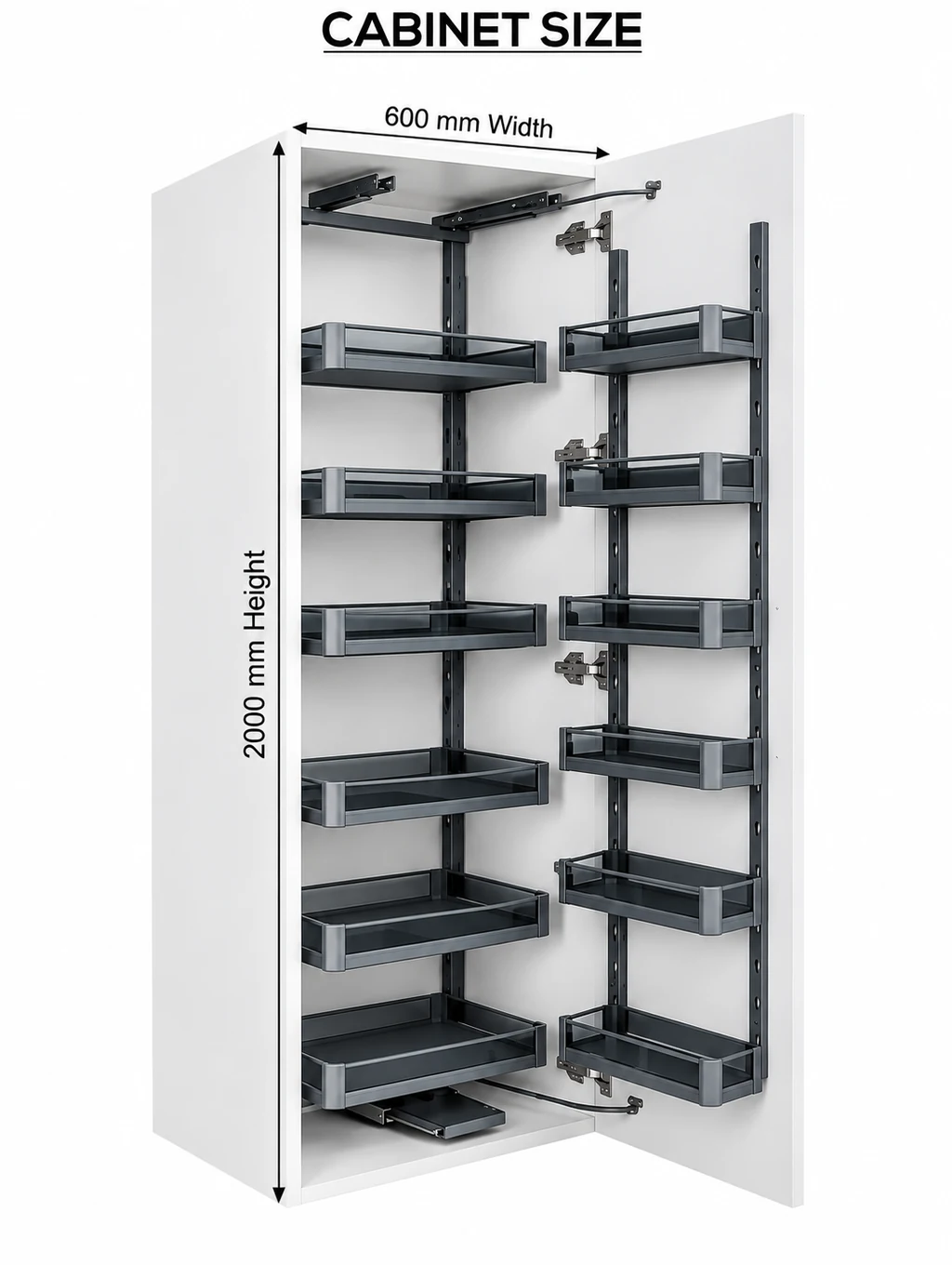 Pantry Unit (Glass) — 600mm Grey
